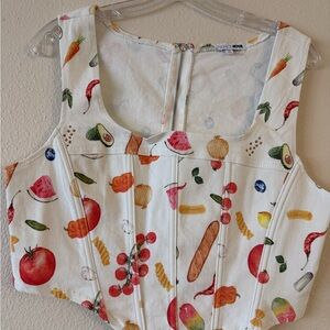 Fashion Nova White Fruit Print Crop Top